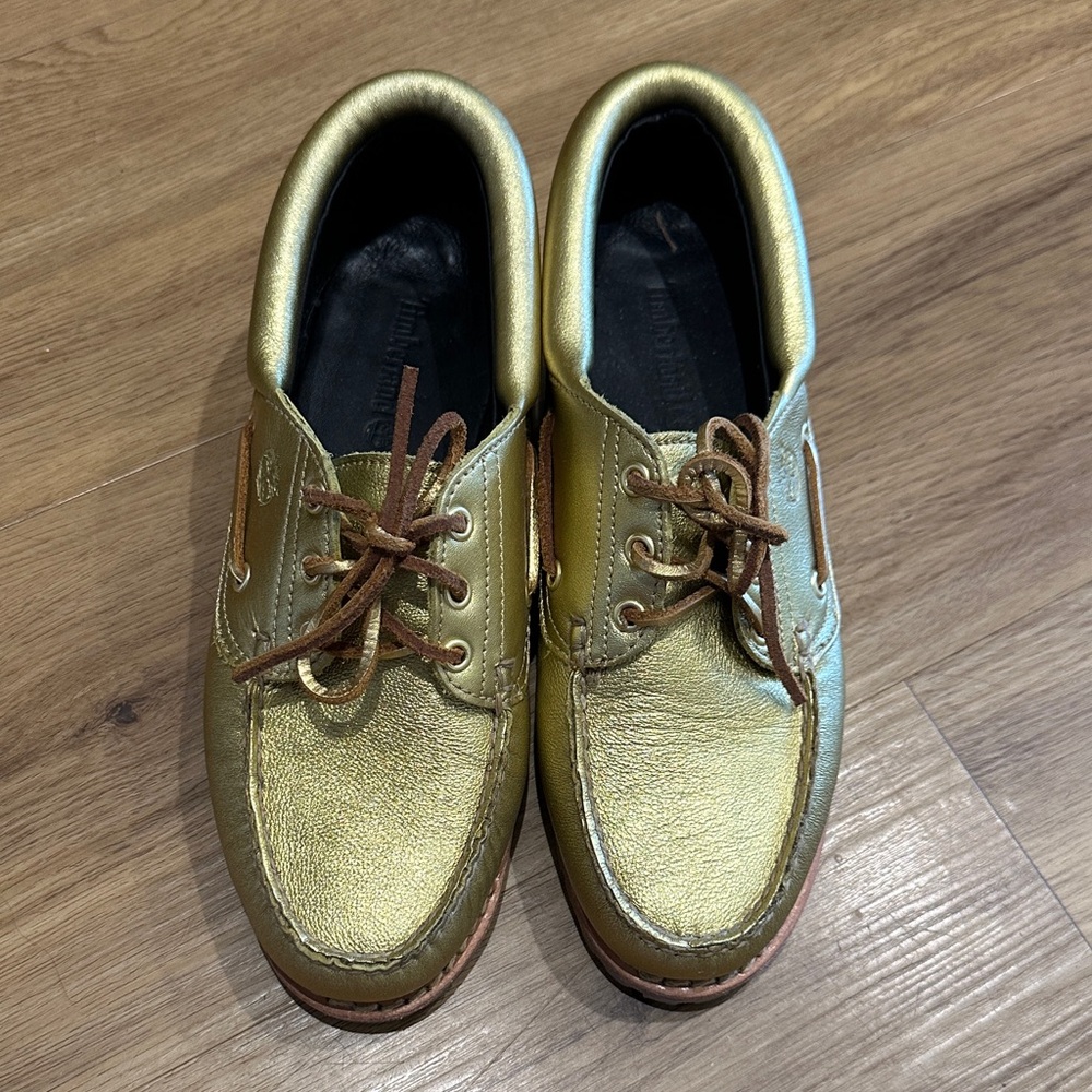Timberland Gold Leather Boat Shoes